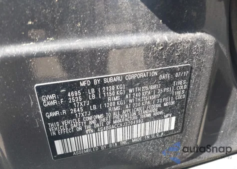 2018 Subaru Outback 2.5I Premium z USA, uszkodzony, nr VIN 4S4BSACCXJ3204993